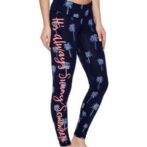 EUC Lilly Pulitzer Luxletic Navy Leggings with Palm Print